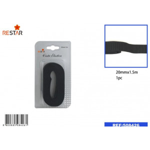 cinta elastico 20mm x 1.5m negro