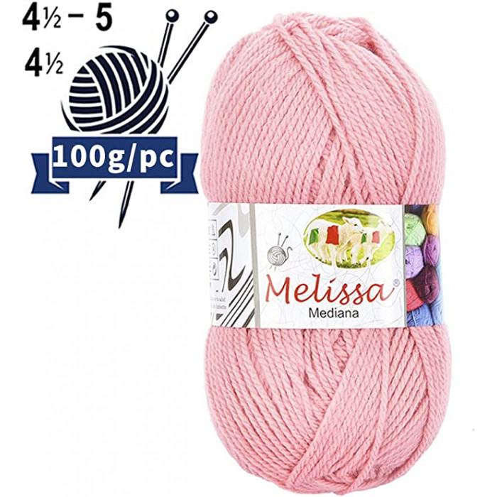 Melissa Hilo 100% Acrilico Ovillo de Lana Mediana 200m 100g para DIY Tejer y Ganchillo, Certificado OEKO-TEX Standard 100