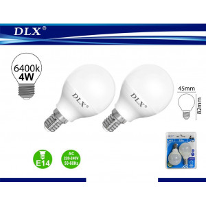 2 Bombillas LED E14, 4W Equivalente a 34W, Luz Fría 6400K, 320 Lúmen, Bombillas Casquillo Fino, Ahorro de Energía, G45