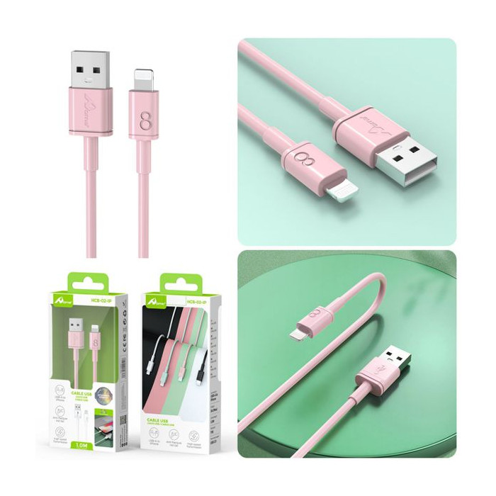 Cable USB a Lightning 3A 1M Color Rosa