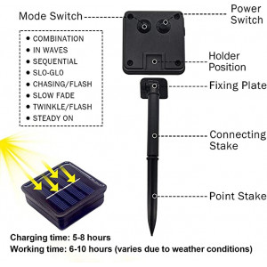 Luces Solares LED Exterior Jardin, 12M 120 LED Impermeables Cadena de Luces Decoracion para Exteriores/Interiores,