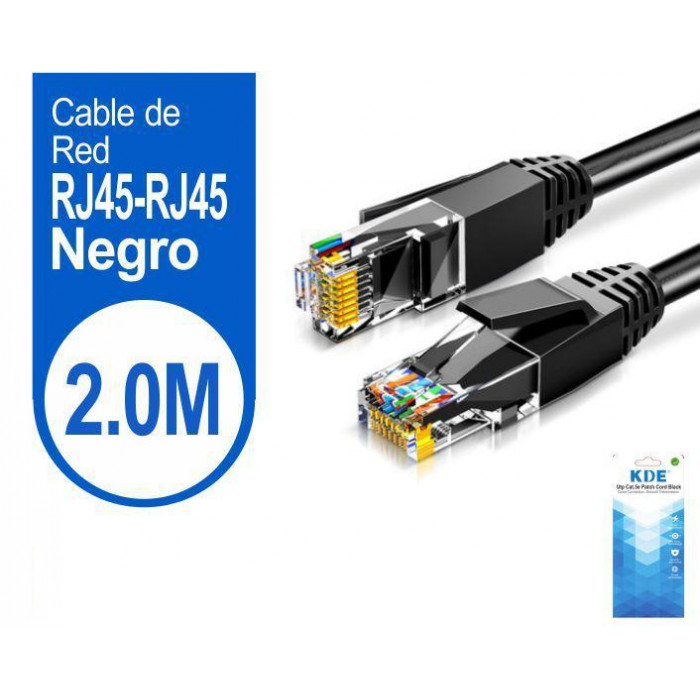 Cable de red utp cat.5e negro 2m