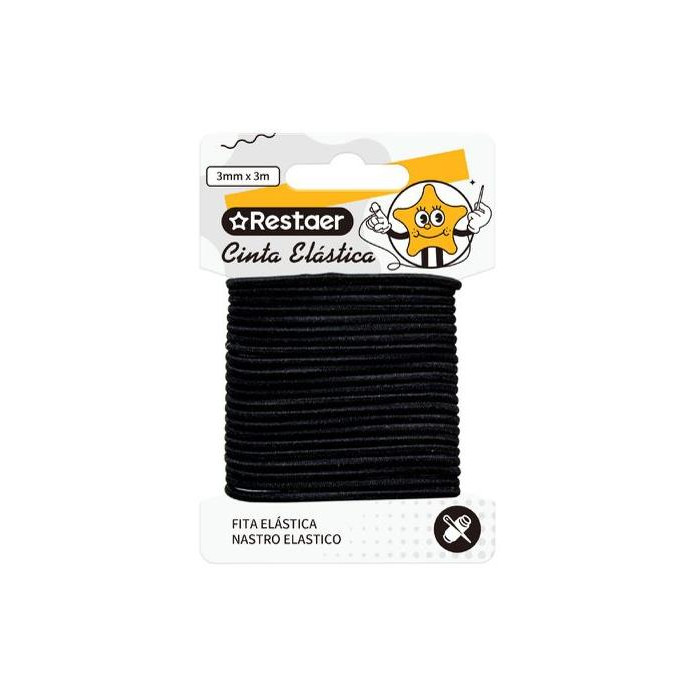 cinta elastico 3mm*3m negro