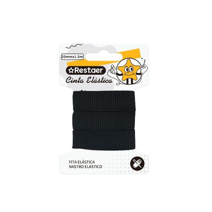 cinta elastico 20mm x 1.5m negro