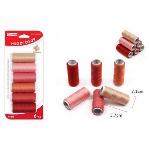 6 unidades hilo 100m /rollo de coser rojo