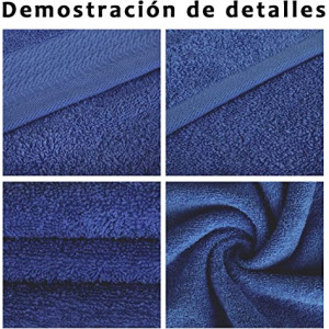 Toallas 100% Algodón de 500gsm, 65x130cm (2 Mano Color Azul )