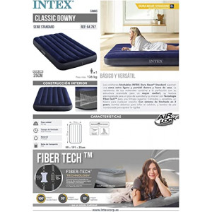 Cama hinchable INTEX dura beam standard classic downy  99x191x25cm