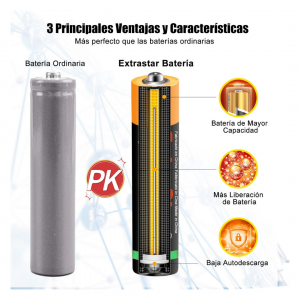 XTRASTAR - Pilas AA LR06 / AAA LR03 Granel Bulk Batería Secas de carbón NO MERCURIO Zinc y Carbono