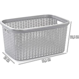 Cesta Rattan para la Colada Rectangular estilo Mimbre, Pongo todo de  Plástico, Cesta para ropa, Capacidad de 35 Litros