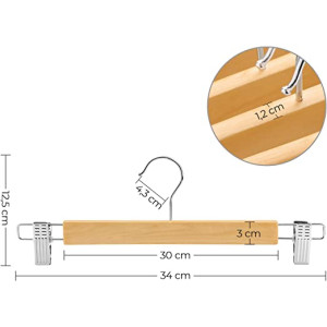 Perchas para Pantalones, PACK de 2 UND, Percha de Madera para Faldas,